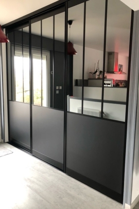 Ensemble 3 portes de placard coulissantes style atelier